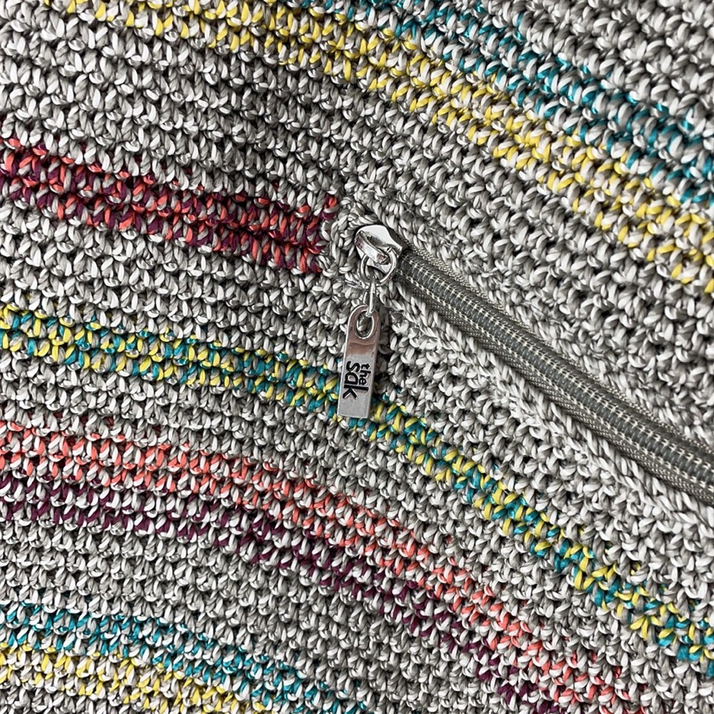 THE SAK TOTE HANDBAG MULTICOLORED CROCHET HANDCRAFTED - Picture 3 of 11